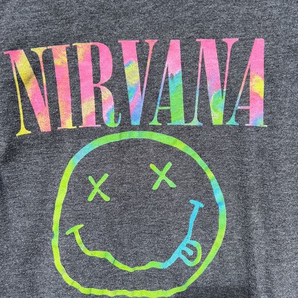 Nirvana gray with tie dye smiley face Size small - Picture 3 of 4